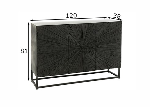 Kummut SHANIL must, 120x38xH81 cm