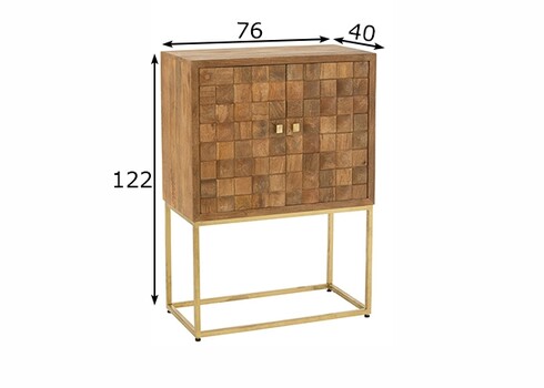 Kummut PINO naturaalne / kuldne, 76x40xH122 cm