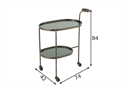 Serveerimiskäru TROLLEY hall, 74x42xH84 cm