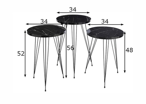 Abilaudade komplekt PINS must, 3 tk