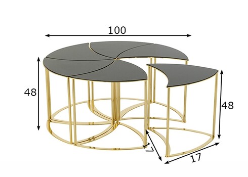 Abilaudade komplekt TORNADO must / kuldne, 6 tk