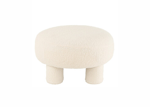 Tumba TEDDY valge buklee, 52x52xH28 cm