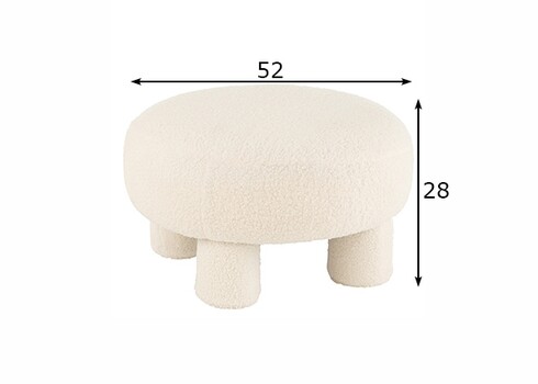 Tumba TEDDY valge buklee, 52x52xH28 cm