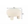 Tumba TEDDY valge buklee, 52x52xH28 cm
