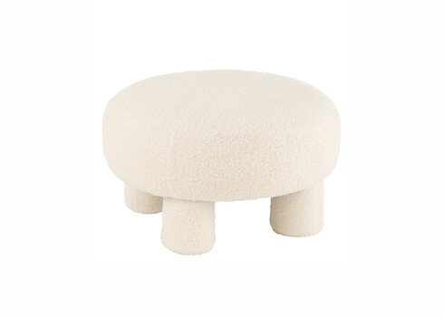 Tumba TEDDY valge buklee, 52x52xH28 cm