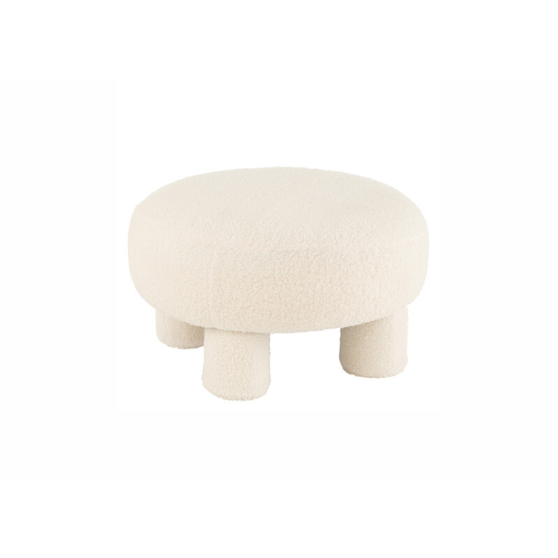 Tumba TEDDY valge buklee, 52x52xH28 cm