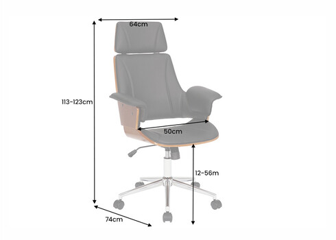Kontoritool MANHATTAN pruun / must, 64x74xH113-123 cm