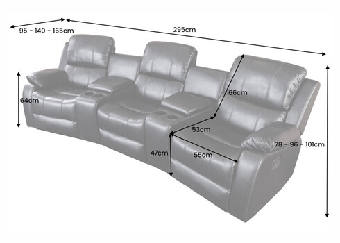Diivan HOLLYWOOD must, 295x165xH101 cm