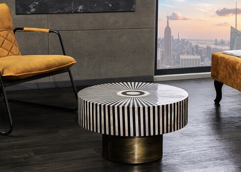 Diivanilaud DONE triibuline / kuldne, D60xH35 cm