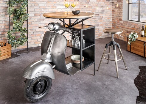 Baarilaud SCOOTER pruun / hall, 120x77xH116 cm