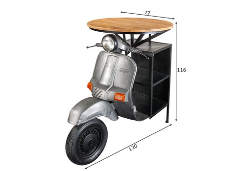 Baarilaud SCOOTER pruun / hall, 120x77xH116 cm