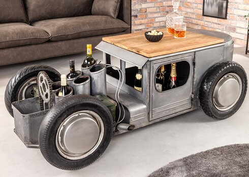 Diivanilaud HOT ROD pruun / hall, 165x73xH56 cm