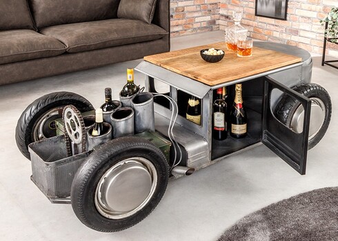 Diivanilaud HOT ROD pruun / hall, 165x73xH56 cm