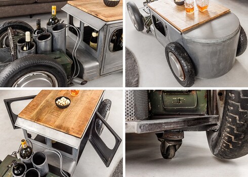 Diivanilaud HOT ROD pruun / hall, 165x73xH56 cm