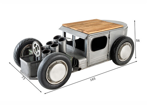 Diivanilaud HOT ROD pruun / hall, 165x73xH56 cm