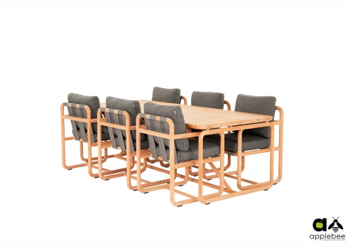 Aiamööbli komplekt Apple Bee DOLCE pruun / hall, söögilaud + 6 tooli