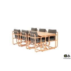 Aiamööbli komplekt Apple Bee DOLCE pruun / hall, söögilaud + 6 tooli