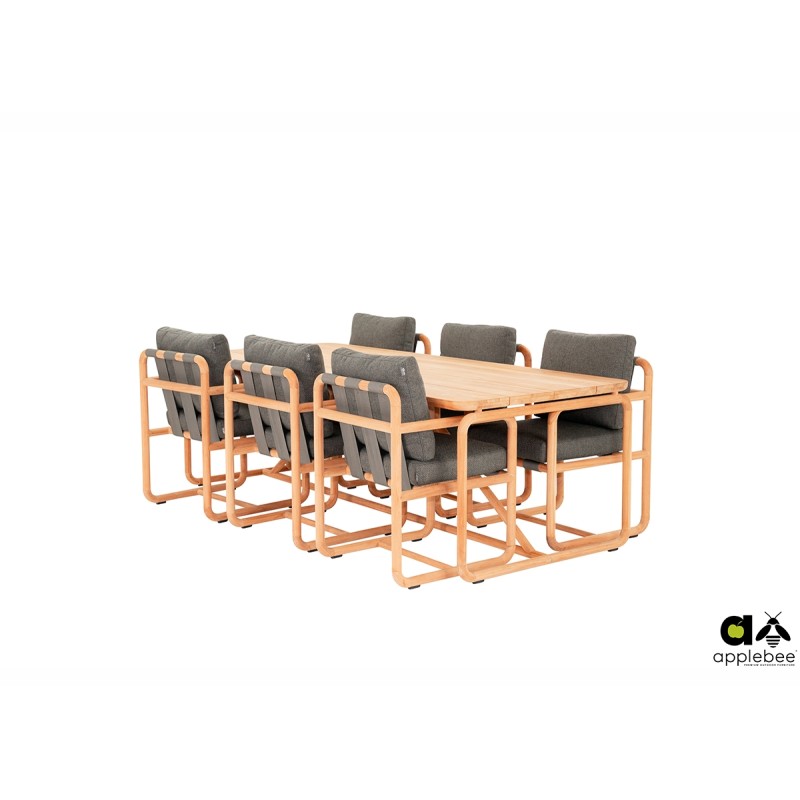 Aiamööbli komplekt Apple Bee DOLCE pruun / hall, söögilaud + 6 tooli