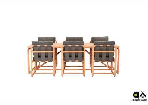 Aiamööbli komplekt Apple Bee DOLCE pruun / hall, söögilaud + 6 tooli