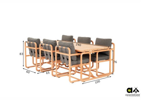 Aiamööbli komplekt Apple Bee DOLCE pruun / hall, söögilaud + 6 tooli