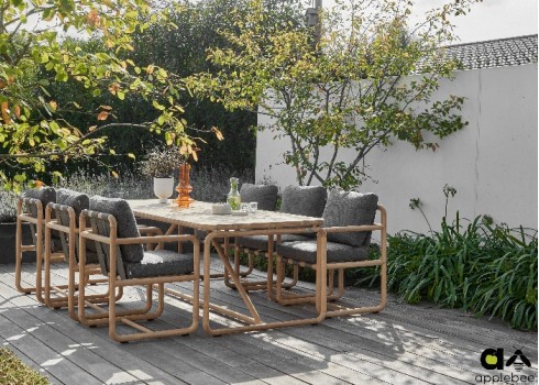 Aiamööbli komplekt Apple Bee DOLCE pruun / hall, söögilaud + 6 tooli