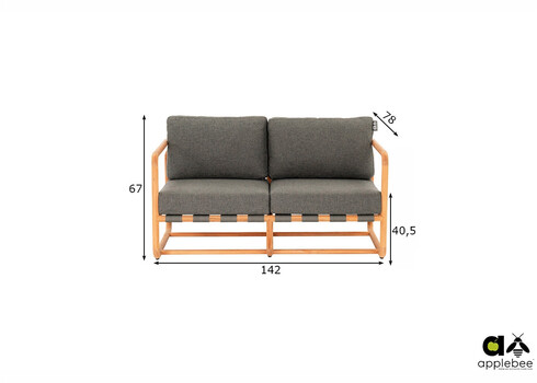 Diivan Apple Bee DOLCE pruun / hall, 142x78xH67 cm