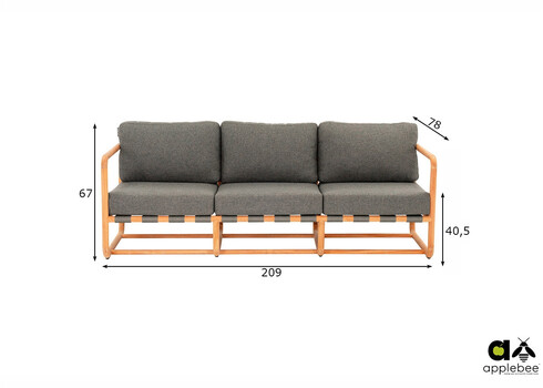 Diivan Apple Bee DOLCE pruun / hall, 209x78xH67 cm