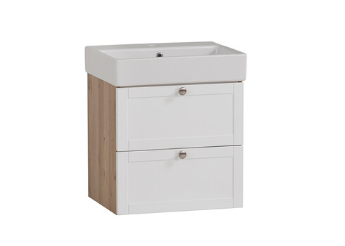 Valamukapp + valamu JESPER valge / tamm, 50x40xH57 cm