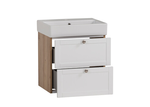 Valamukapp + valamu JESPER valge / tamm, 50x40xH57 cm