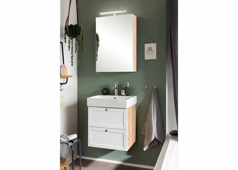 Valamukapp + valamu JESPER valge / tamm, 50x40xH57 cm