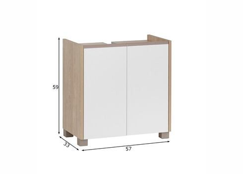 Valamukapp JUBA valge / tamm, 57x33x59 cm