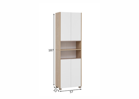 Vannitoakapp JUBA valge / tamm, 57x33x186,5 cm