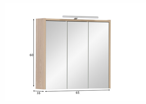 Peegelkapp JUBA tamm, 65x16x60 cm