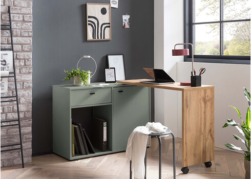 Riiul / kirjutuslaud TINY tamm / roheline, 105x39xH75 cm