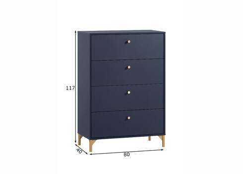 Kummut ALFA tumesinine, 80x40xH117 cm