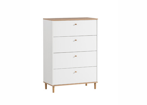 Kummut HILDA tamm / mattvalge, 80x40xH117 cm