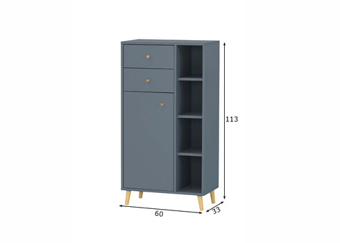 Vannitoakapp BJARNE sinine, 60x33,5xH113 cm