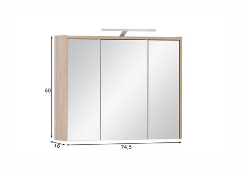 Peegelkapp ELBA tamm, 74,5x16xH60 cm