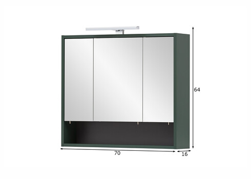 Peegelkapp KENT roheline, 70x16xH64 cm