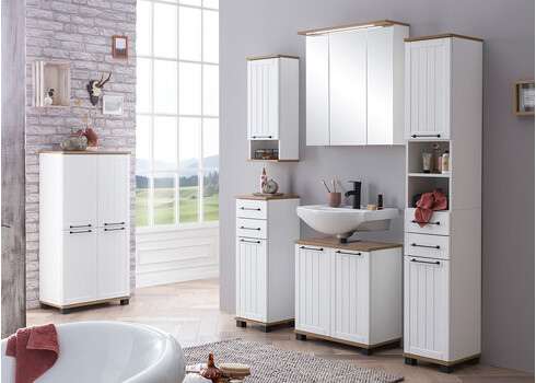 Vannitoakapp JELDA tamm / mattvalge, 60x33xH117 cm