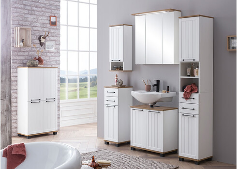 Vannitoakapp JELDA tamm / mattvalge, 30x20,5xH71 cm