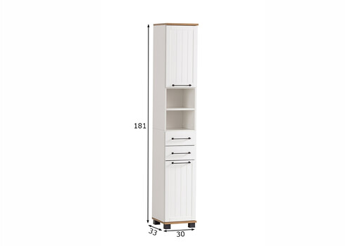 Vannitoakapp JELDA tamm / mattvalge, 30x33xH181 cm