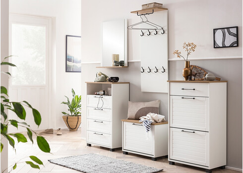 Jalatsikapp JELDA tamm / mattvalge, 62x34xH102 cm
