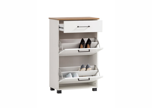 Jalatsikapp JELDA tamm / mattvalge, 62x34xH102 cm