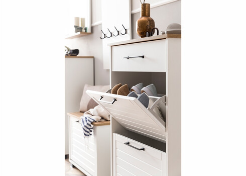 Jalatsikapp JELDA tamm / mattvalge, 62x34xH102 cm