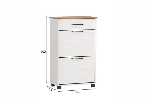 Jalatsikapp JELDA tamm / mattvalge, 62x34xH102 cm