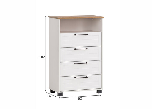 Kummut JELDA tamm / mattvalge, 62x34xH102 cm