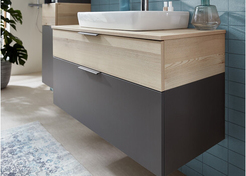 Valamukapp + valamu 394 hele mänd / tumehall, 101x46xH61 cm