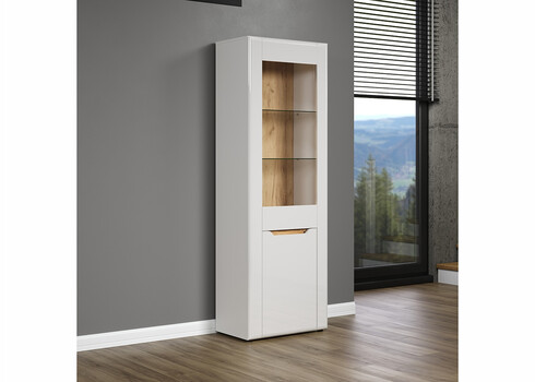 Kummut MARLON valge läige / tamm, 65x39xH192 cm