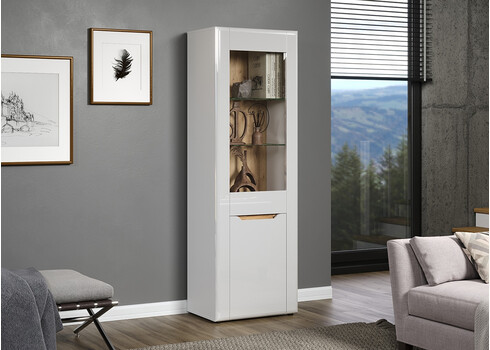 Kummut MARLON valge läige / tamm, 65x39xH192 cm